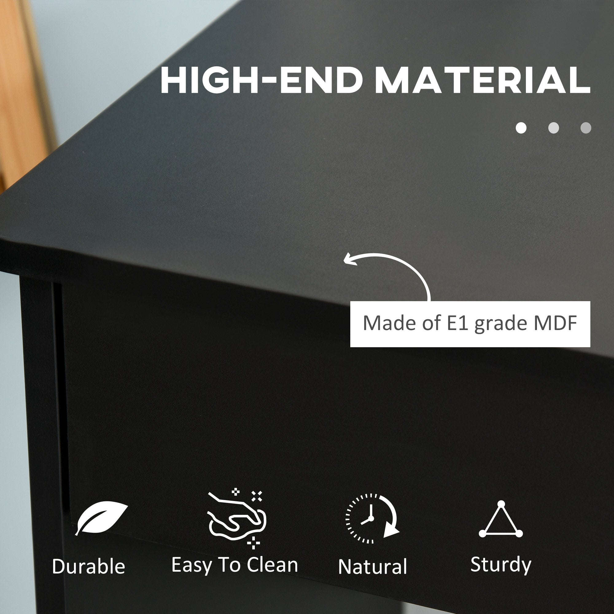 HOMCOM Computer Desk with Drawers Cabinet Adjustable Shelf Home Office Bedroom Compact Workstation Space Saving Design Black