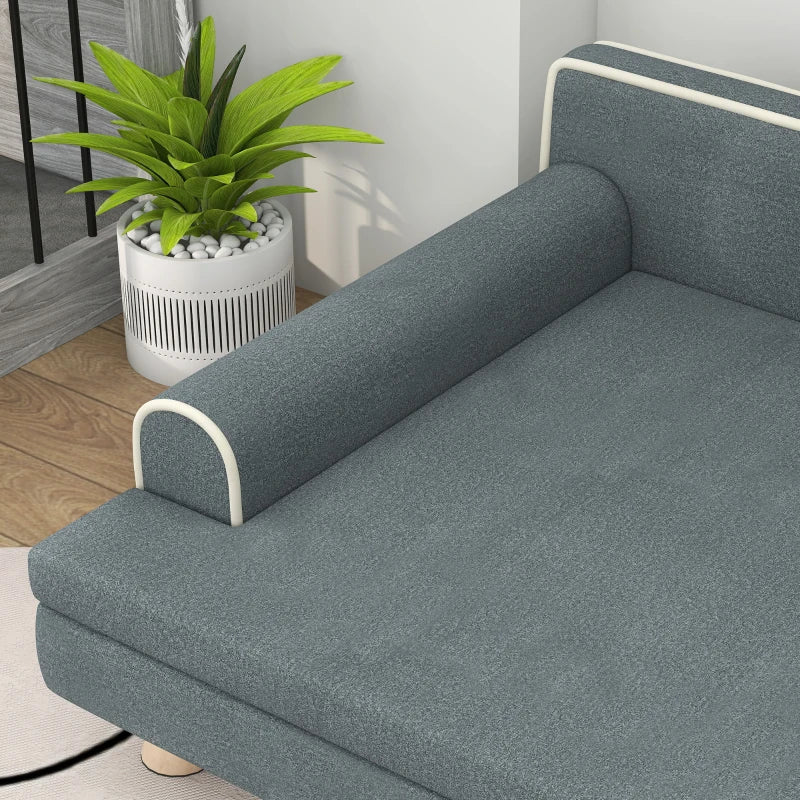 Elevated Dog Sofa Bed, Cat Couch with Cushion, Washable Cover, Wooden Legs, for Medium & Large Dogs, Dark Grey
