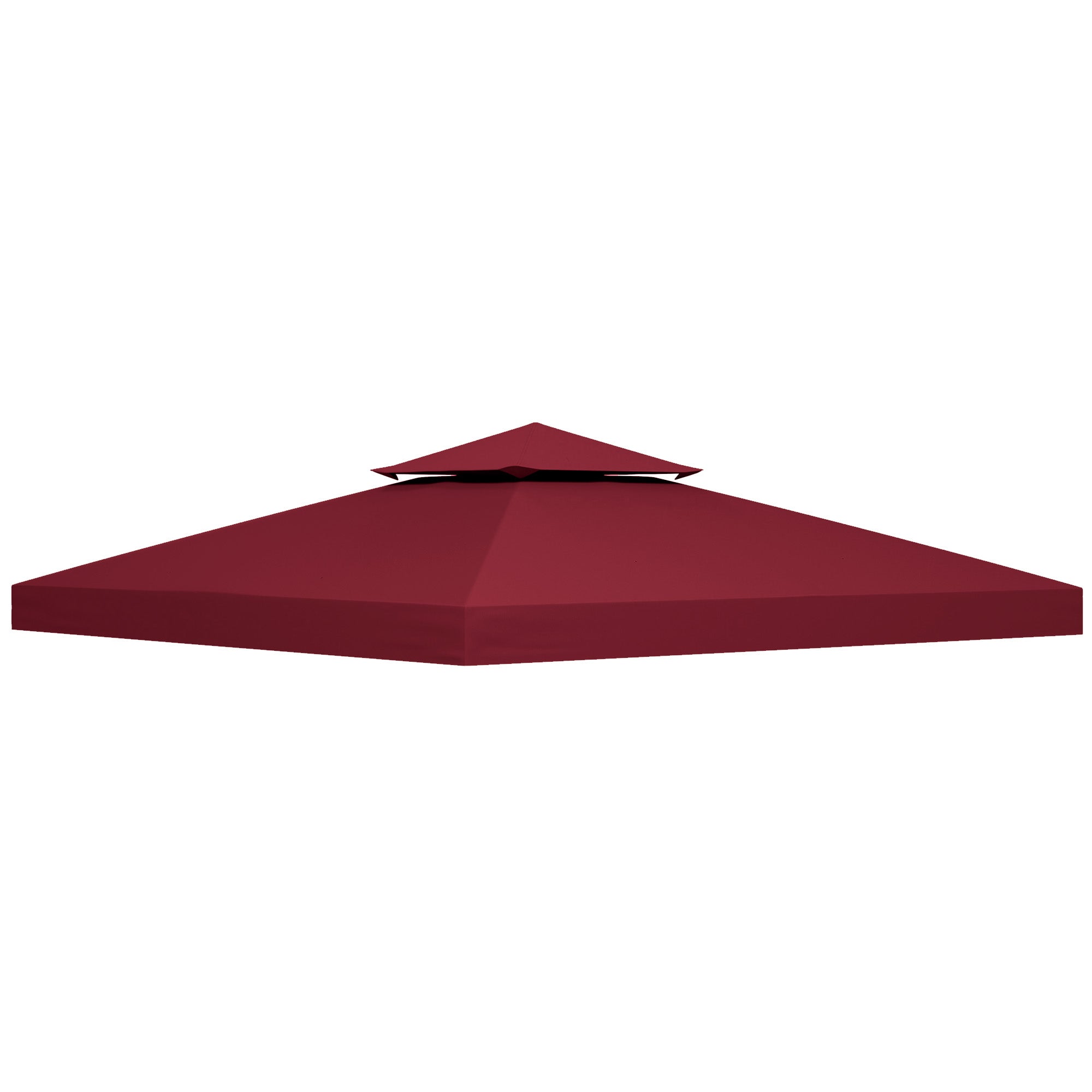 Outsunny 9.8' x 9.8' Square 2-Tier Gazebo Canopy Replacement Top Cover Outdoor Garden Sun Shade, Wine Red