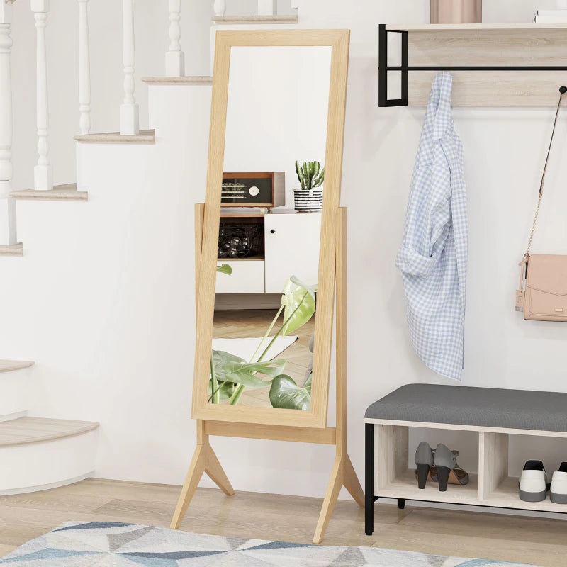 Adjustable Angle Dressing Full Length Mirror, Oak