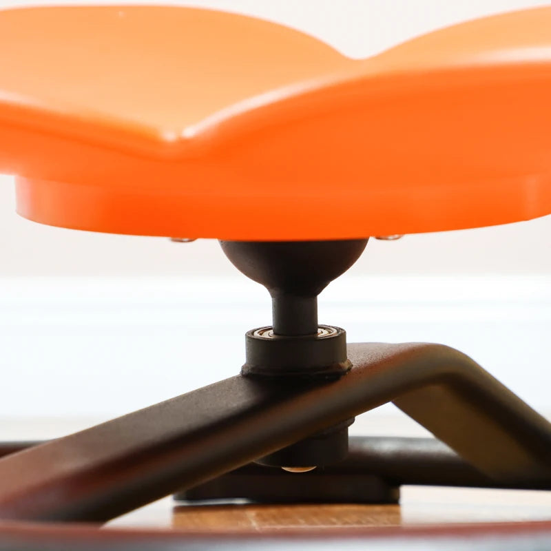 Qaba Flower-Shaped Kids Swivel Chair, Non-Slip Sensory Spinning Chair for Physical Coordination Training, Orange