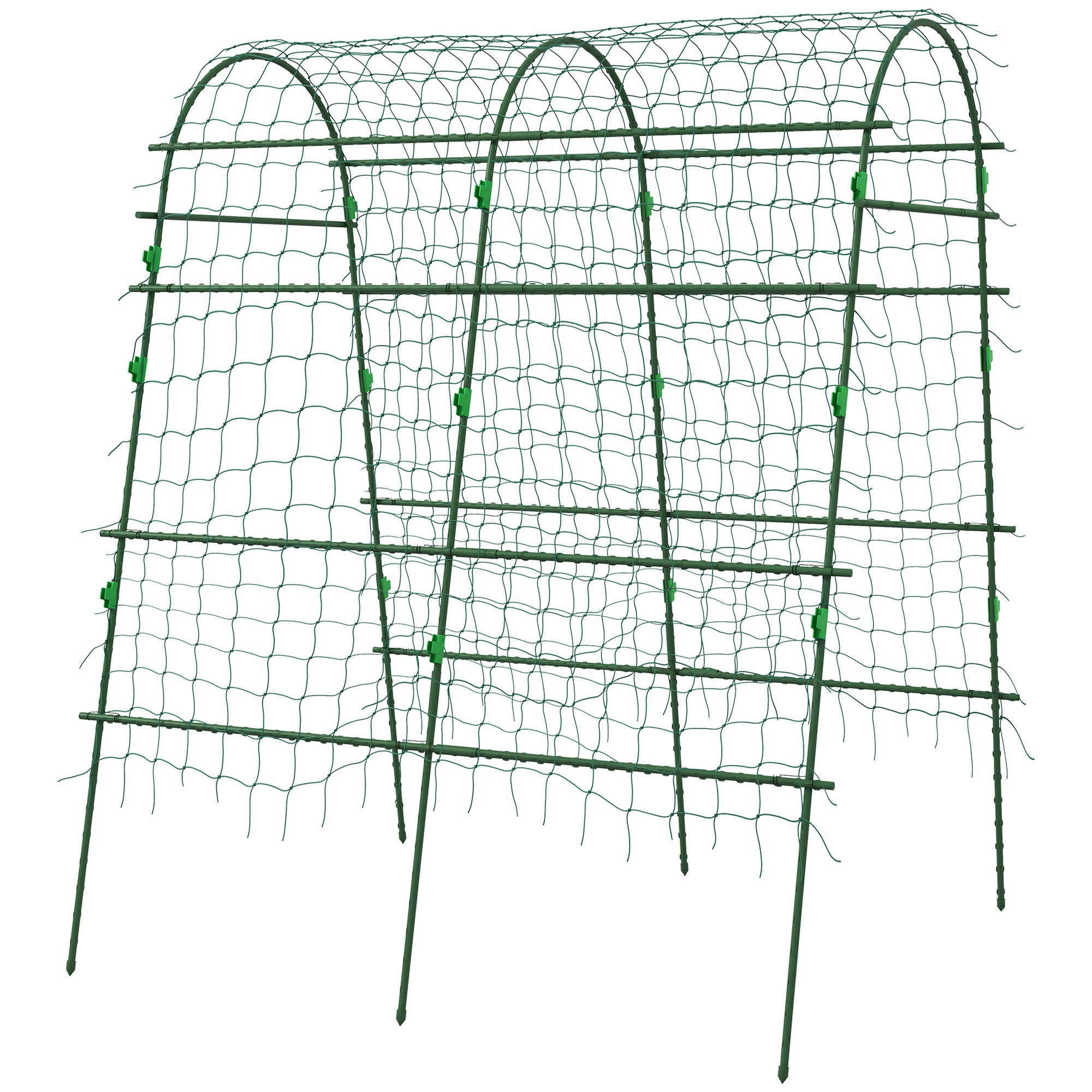Outsunny 57 x 66 x 8in Garden Archway, A-Frame Structure Metal Trellis with Plant Net for Roses, Vines & Climbers