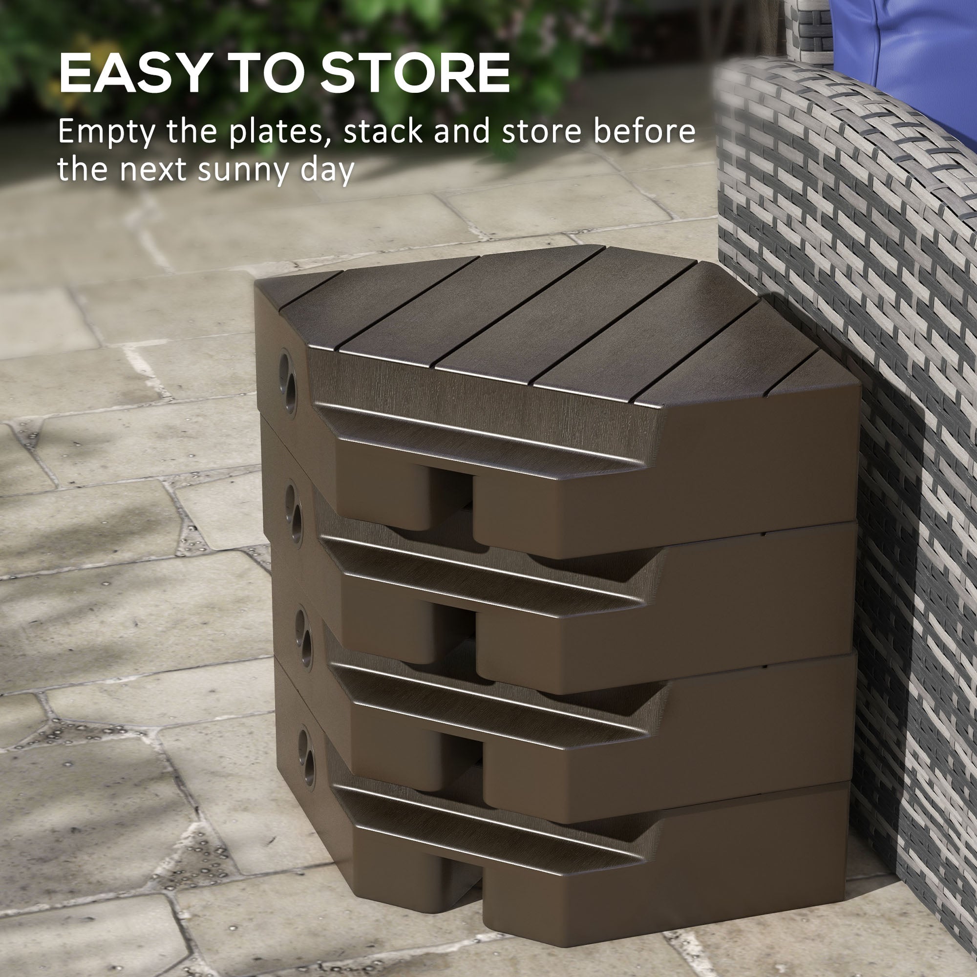 Outsunny Offset Umbrella Base Outdoor Umbrella Weights, 132 lb. Capacity Water or 176 lb. Capacity Sand, Brown