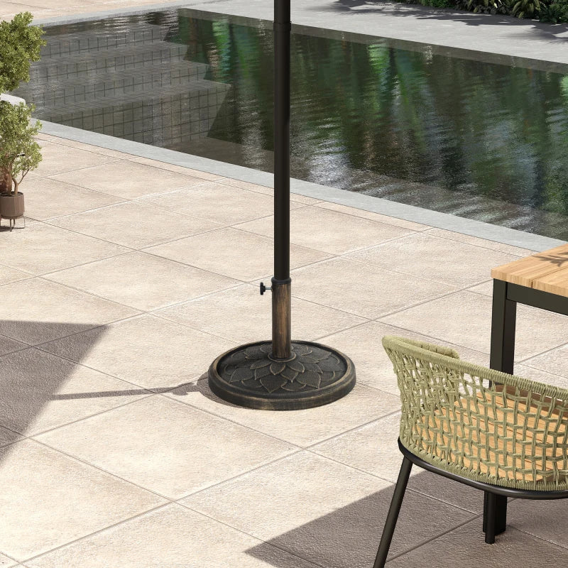 Round Patio Umbrella Base, 26 lbs Resin Umbrella Stand Base, Heavy Duty Patio Umbrella Holder, Bronze