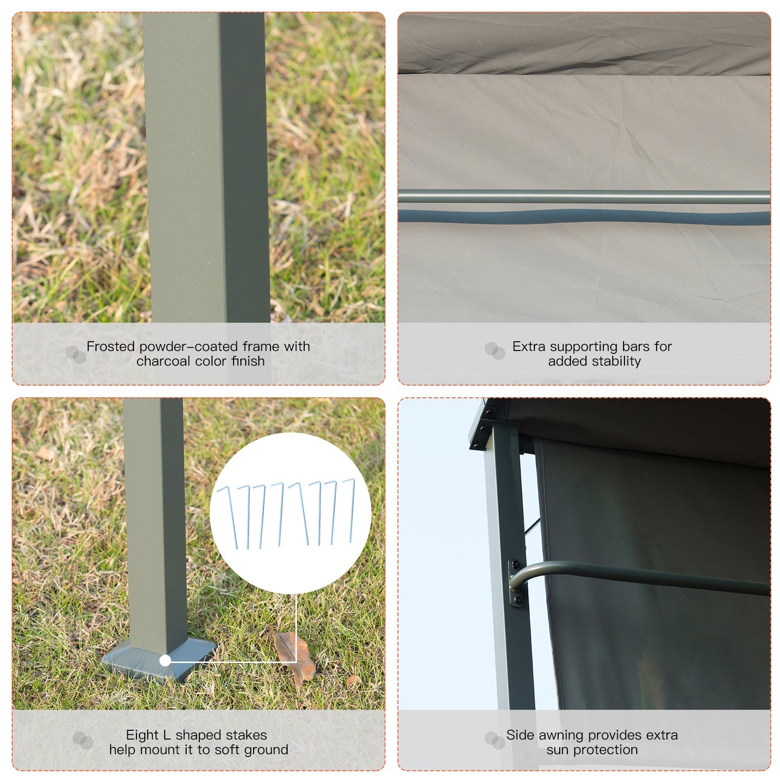 Outsunny BBQ Gazebo 7'x4.5' Outdoor Tent Metal Frame Sunshade Grey