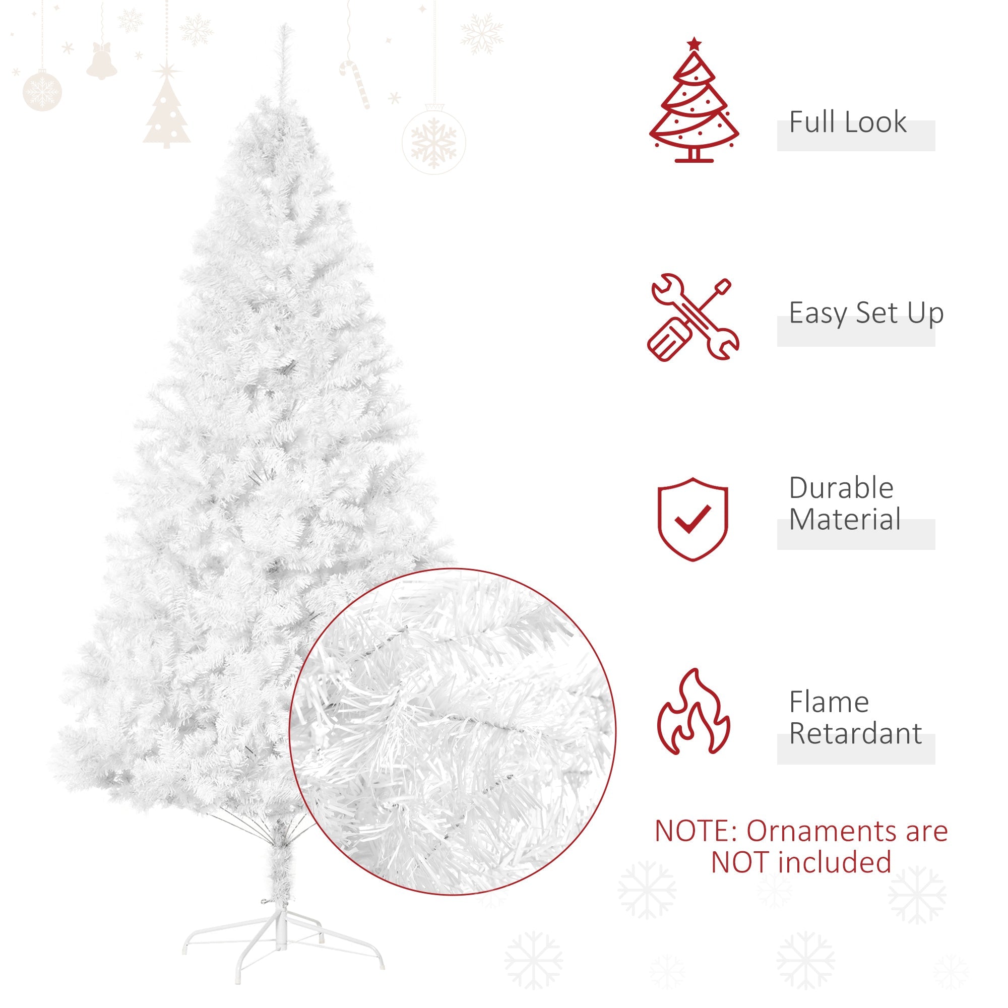 HOMCOM 7ft White Christmas Tree with Stand, Holiday Decoration - Create a Festive Atmosphere