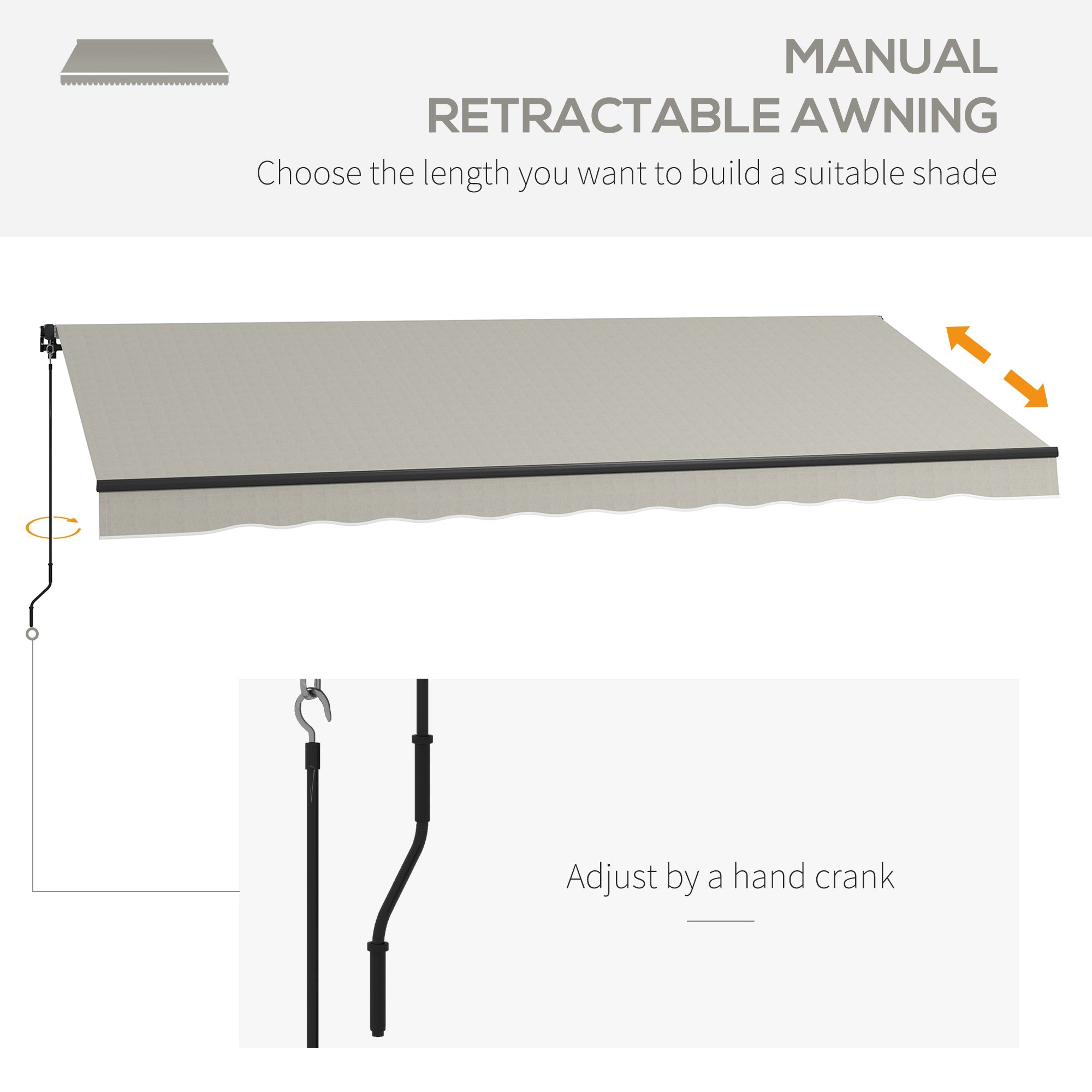 Outsunny Retractable Patio Sun Shield: 15' x 10' 280gsm UV Resistant Outdoor Living Sun Shade, Light Grey