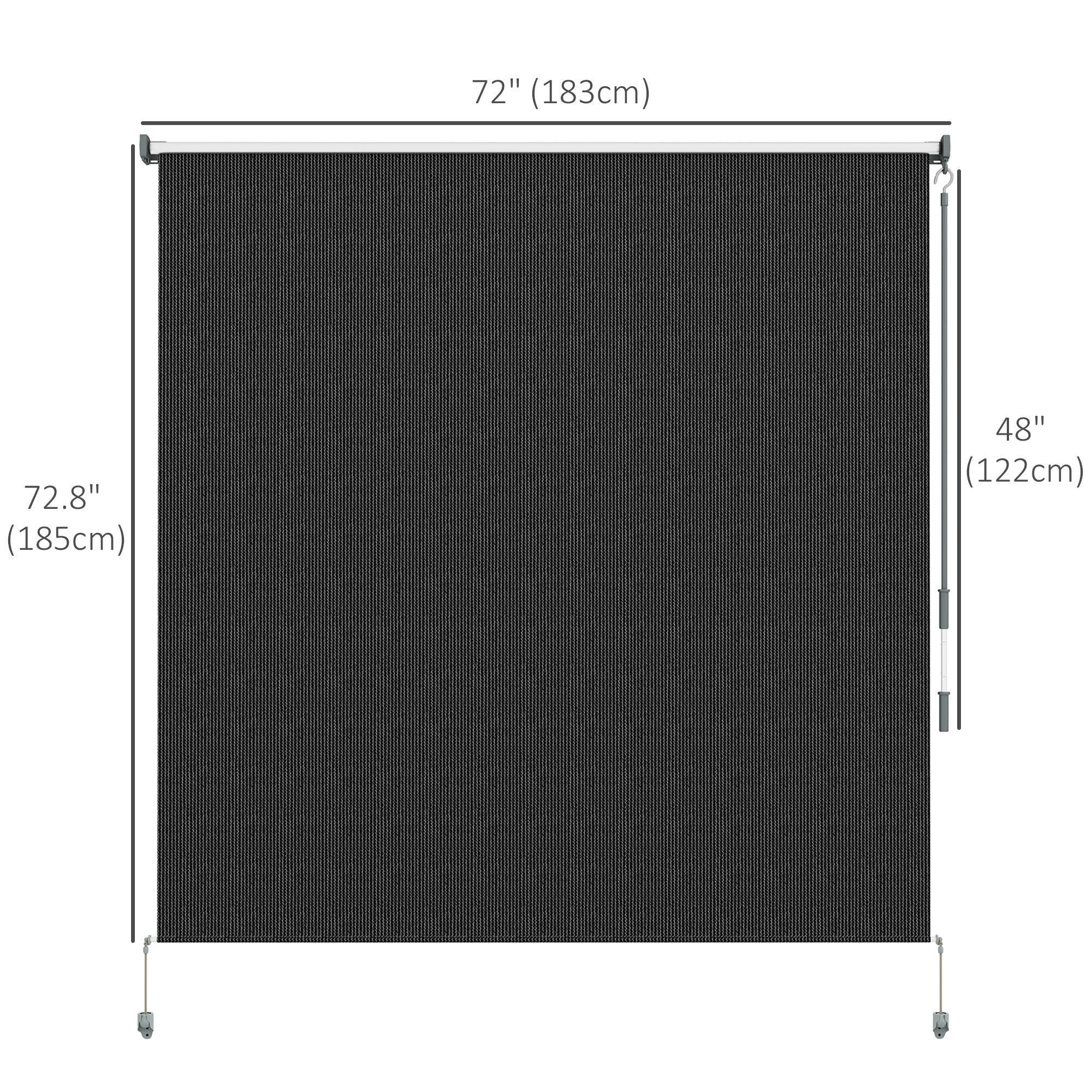Outsunny 6' x 6' Patio Door Blinds, Outdoor Roller Shades, Cordless Roll Up Shade for Porch Gazebo, Black