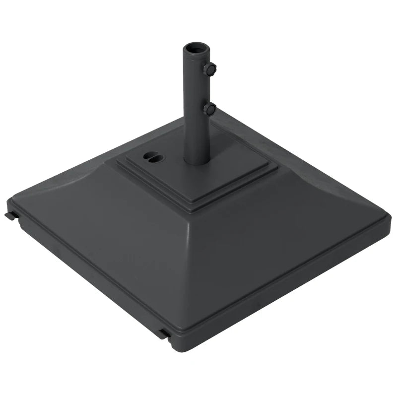 Square Umbrella Base with Wheels, 99 lbs Water or 132 lbs Sand Filled, with Double Adjustable Knob, Black