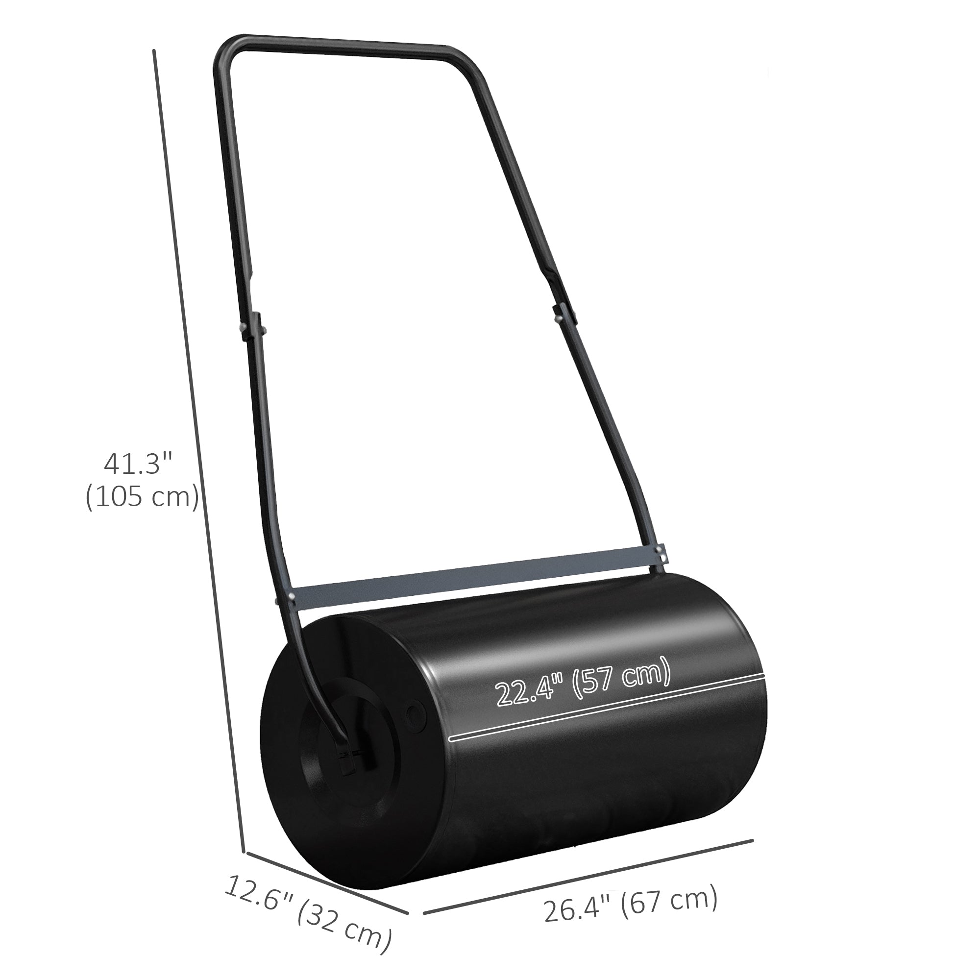 Outsunny Lawn Roller Heavy Duty, Push/Tow Design, Fillable with Water/Sand for Garden Maintenance - Black