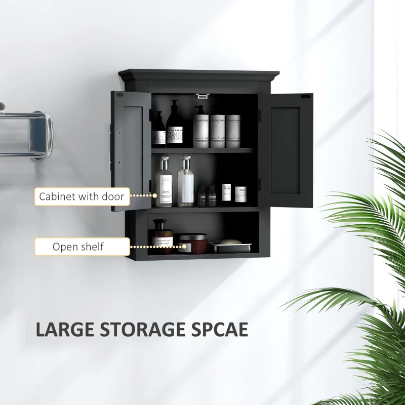 Bathroom Wall Cabinet, Medicine Cabinet, Toilet Storage Cabinet with Shelf for Living Room and Entryway, Black