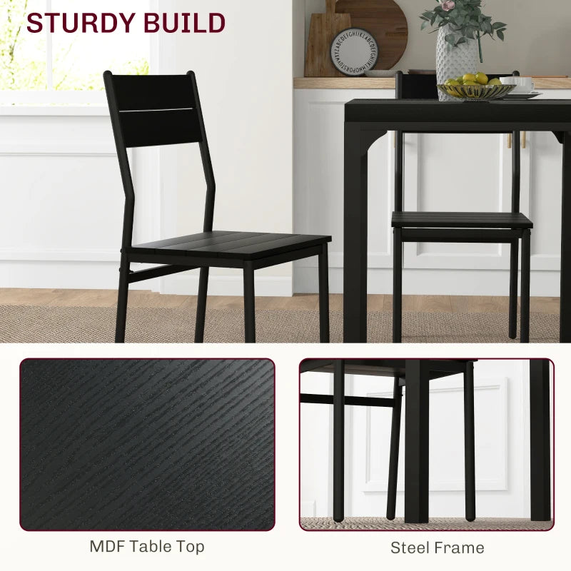 Dining Table Set for 2, 3 Piece Kitchen Table and Chairs with Metal Legs for Small Spaces, Black