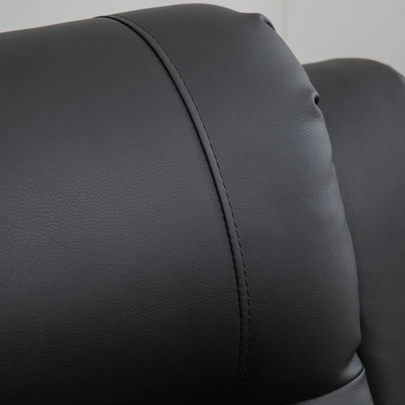 Power Lift Recliner Chair for Elderly, PU Leather Electric Recliner Chair with Footrest, Remote Control, Side Pockets and Cup Holders for Living Room, Black
