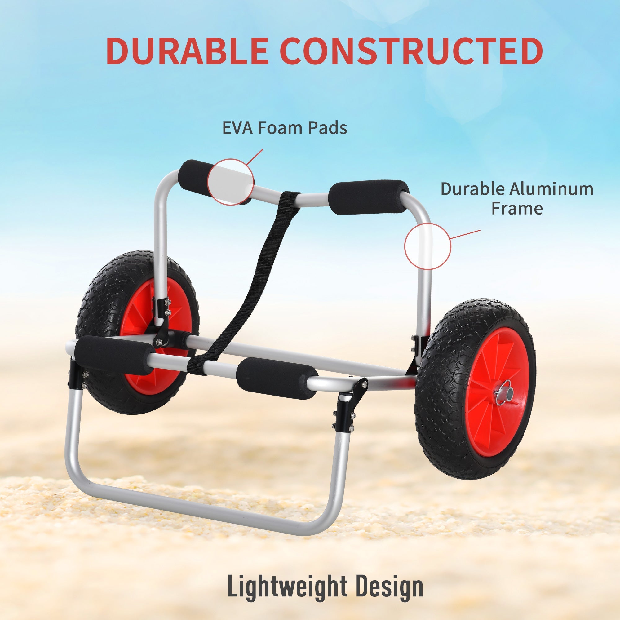 Soozier Kayak Cart 198LBS Capacity Boat Canoe Carrier Dolly Trolley NO-Flat Wheel Silver