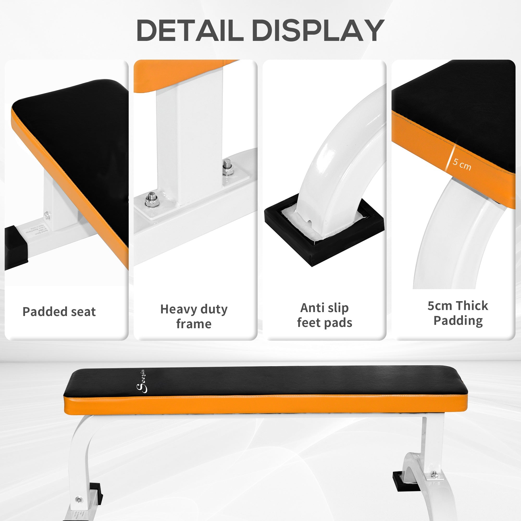 Soozier Home Gym Workout Weight Bench Flat Barbell Bench for Strength Training Utility Board