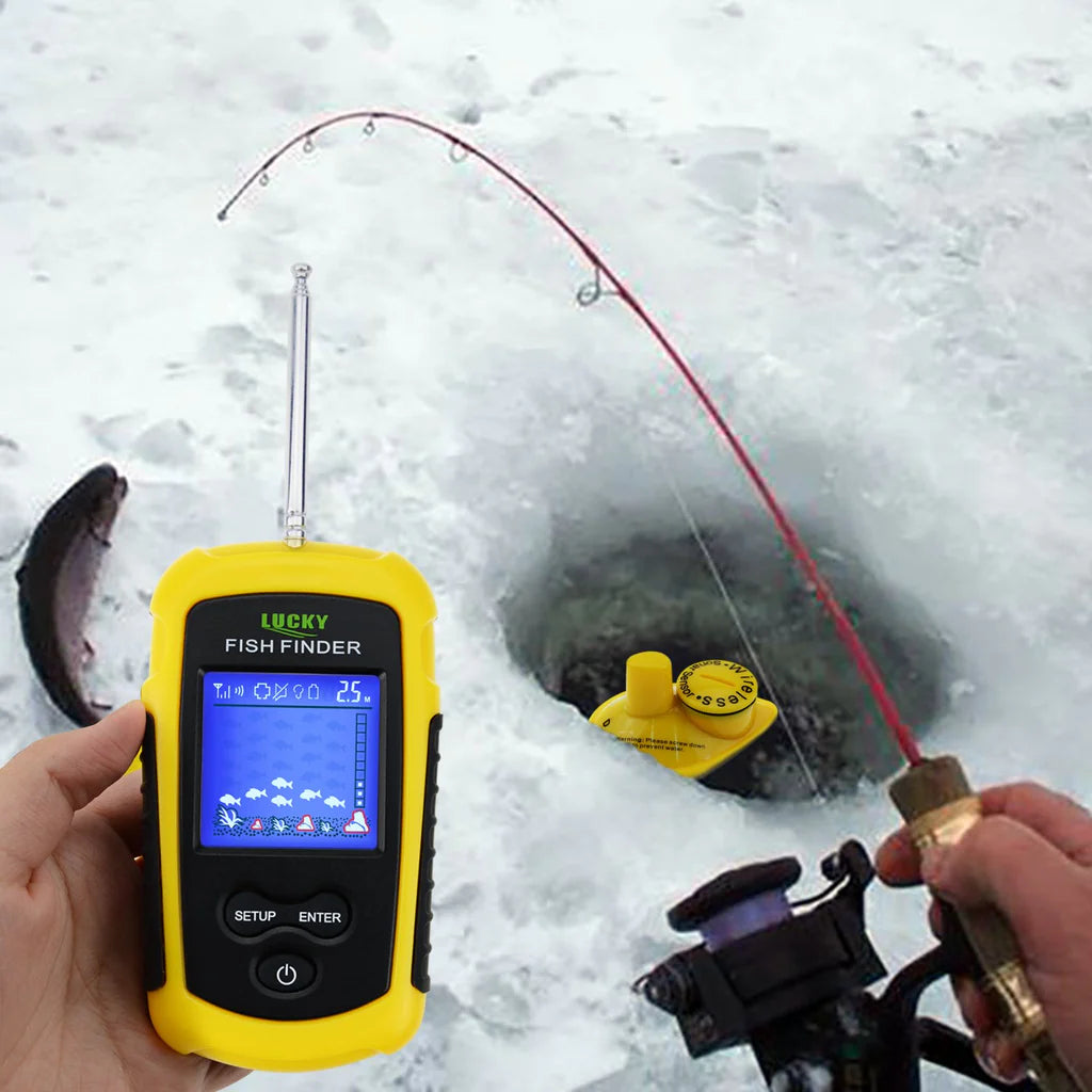 FFCW-1108-1 Wireless Fish Finder Sonar, 393 ft Wireless Range, 147 ft Depth Detection, 2" TN Anti-UV LCD Display