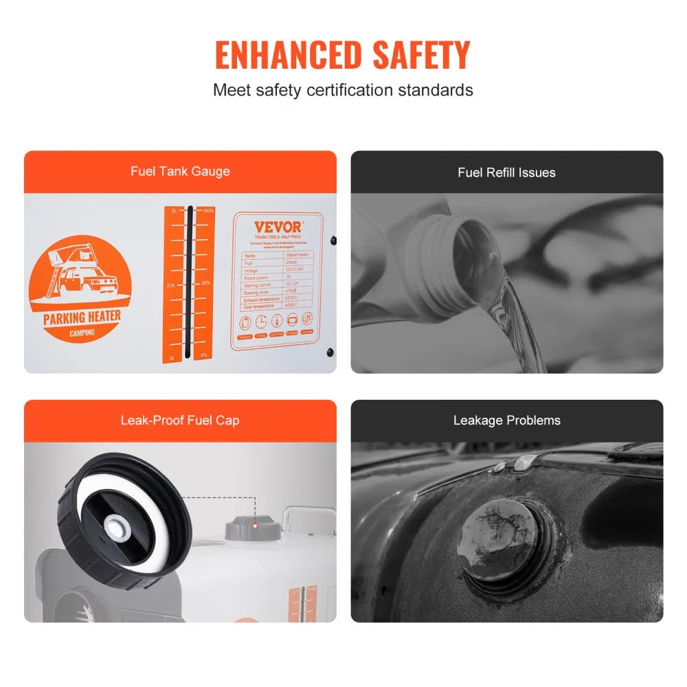 VEVOR 8KW Diesel Heater, 12V/24V All-in-One Air Heater, Bluetooth App, Remote & Display, CO Alarm, Fast Heating Horizontal Portable Heater for Vehicles & Garage