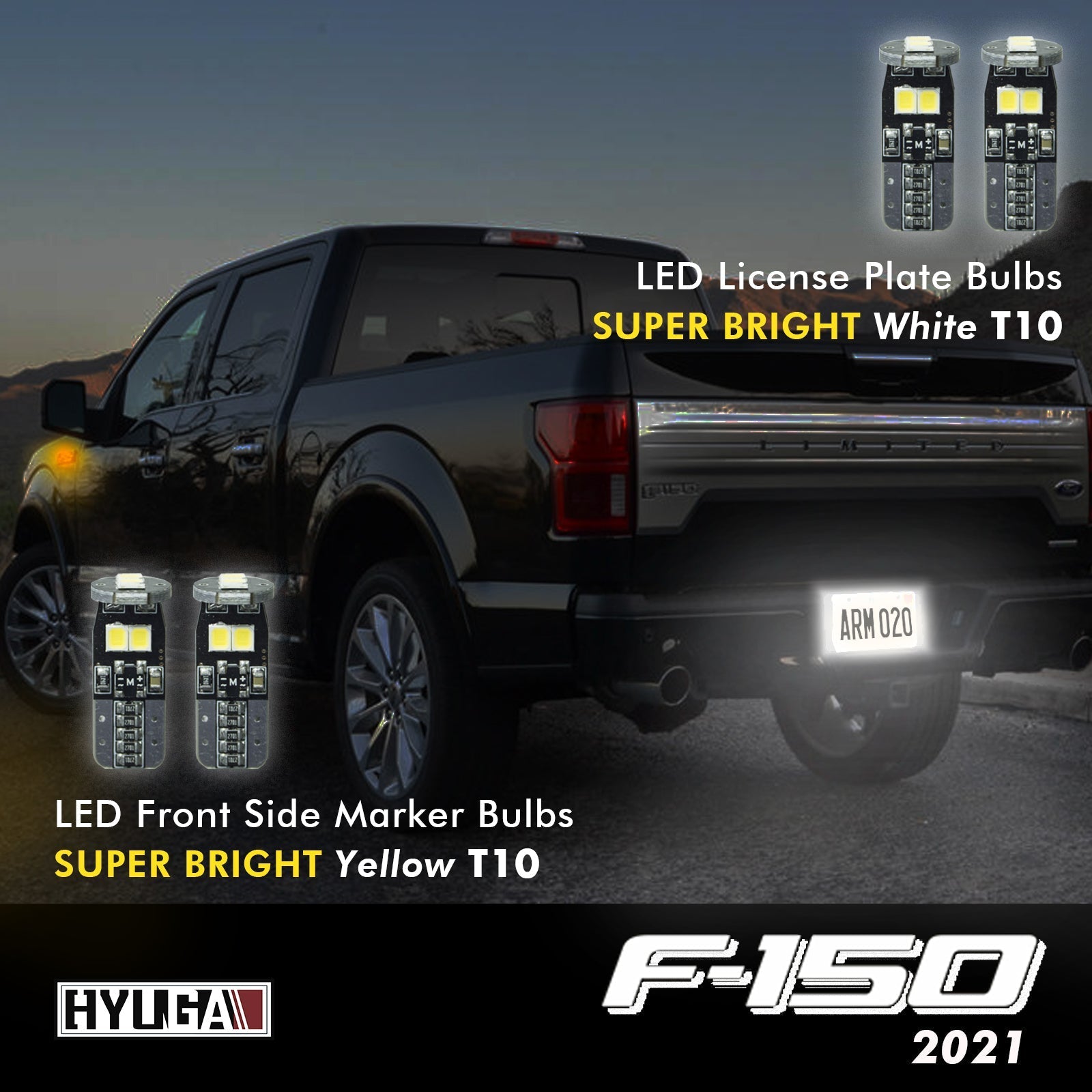 2021 Ford F-150 LED Whole Replacement Package (High Beam Low Beam Headlight, License Plate, Cargo Light, Brake Light, Front Side Marker)