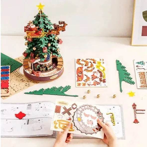 3D Puzzles For Adults, Wooden Music Box Christmas Melody Tree, 3D Model Building Kits, Christmas Birthday Gifts DIY Crafts