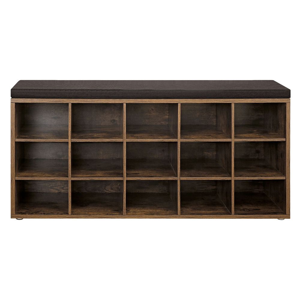 VASAGLE Shoe Bench with Cushion,15 Compartments