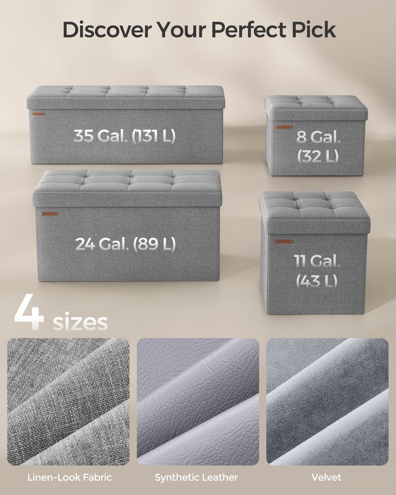 SONGMICS 30 Inches Folding Storage Ottoman Bench