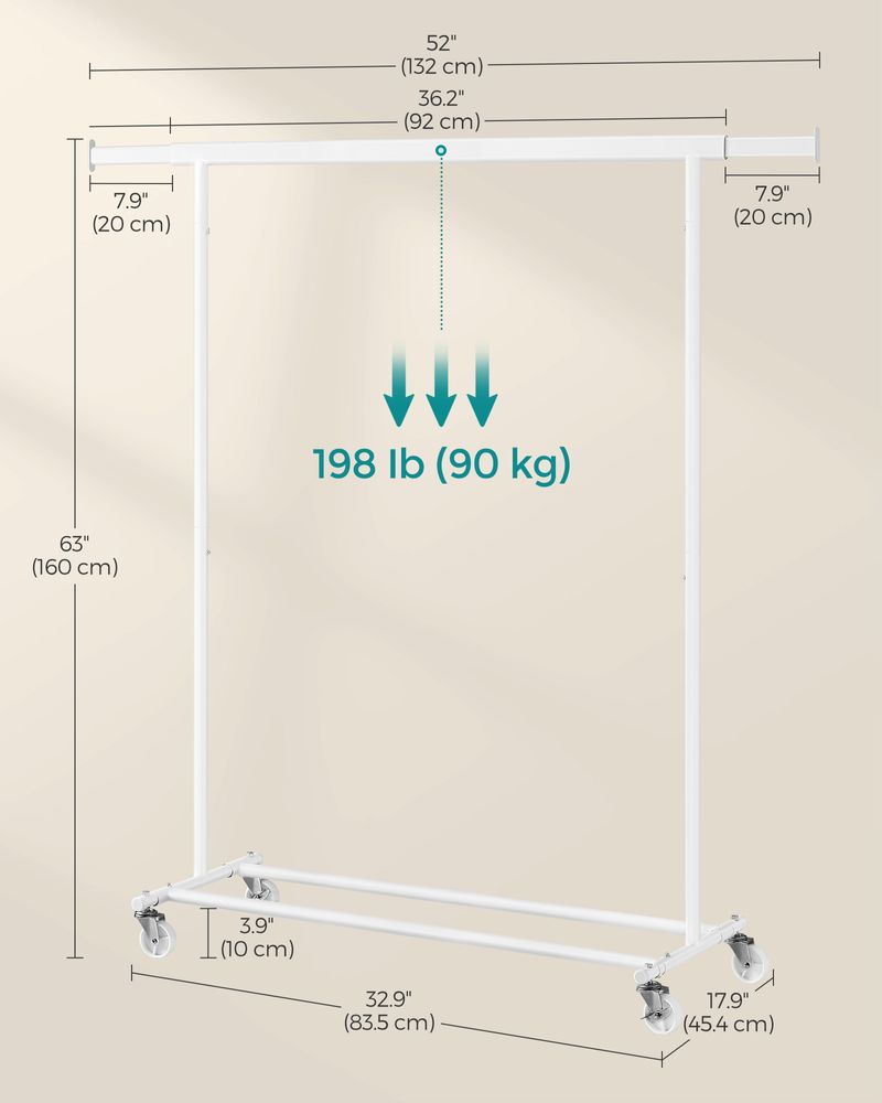 SONGMICS Clothes Rack with Extendable Hanging Rail