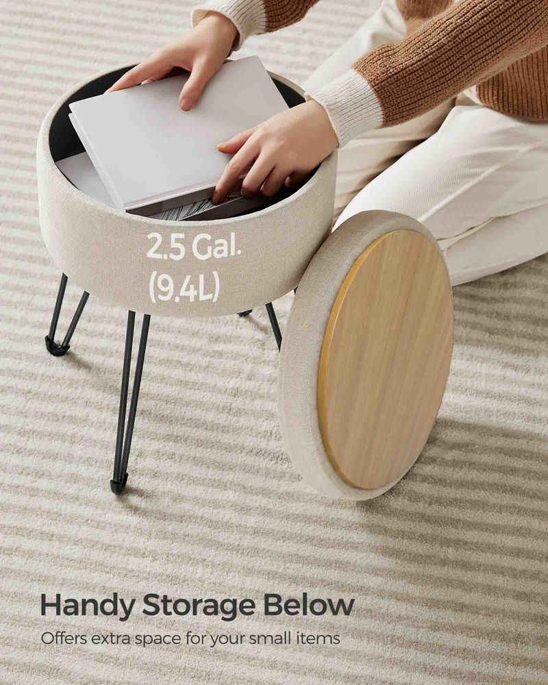 SONGMICS Small Ottoman Stool with Storage