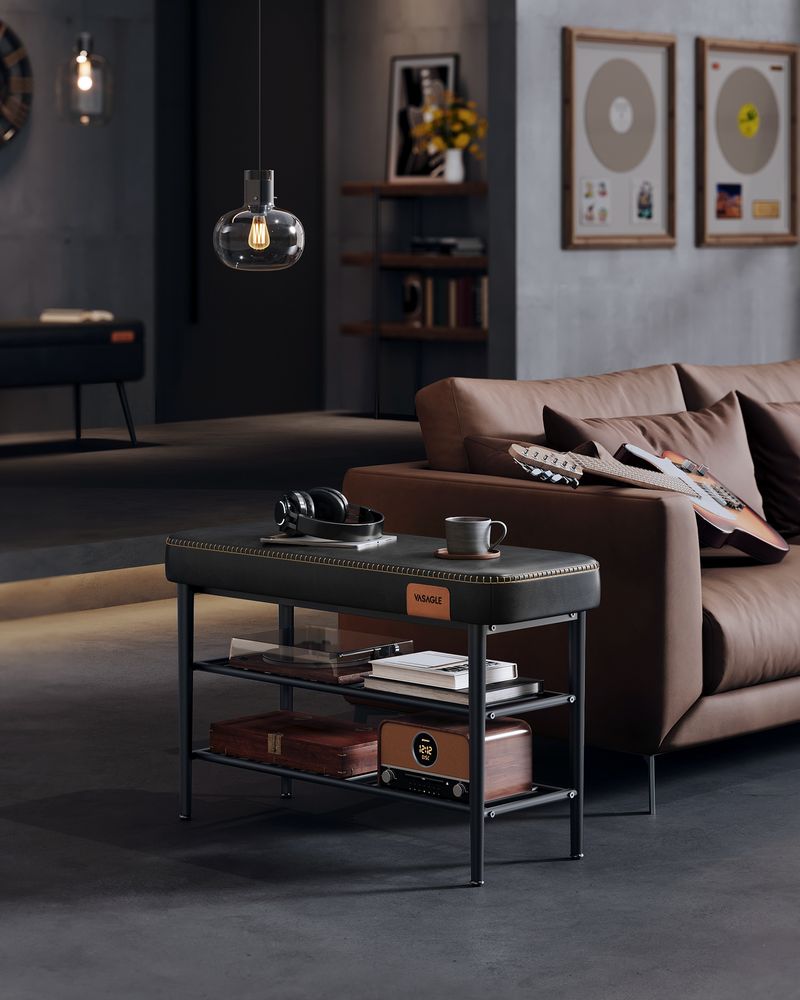 VASAGLE EKHO Collection - Shoe Bench with Metal Shelves