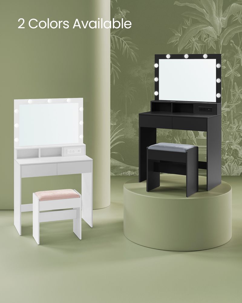 VASAGLE Vanity Desk with Mirror and Lights