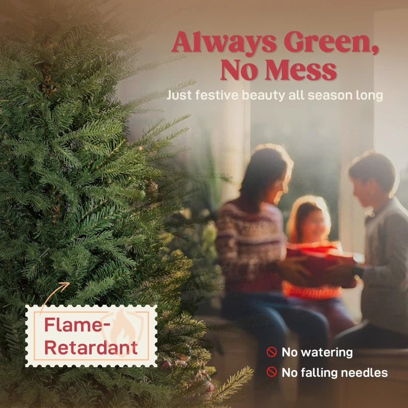 HOMCOM 5ft Artificial Christmas Tree – Dense Realistic Full Ponderosa Fir, Hinged Branches, Easy Assembly