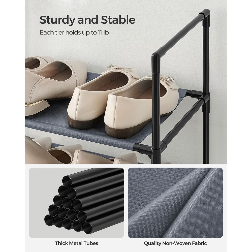 SONGMICS 10-Tier Shoe Shelf with Metal Frame