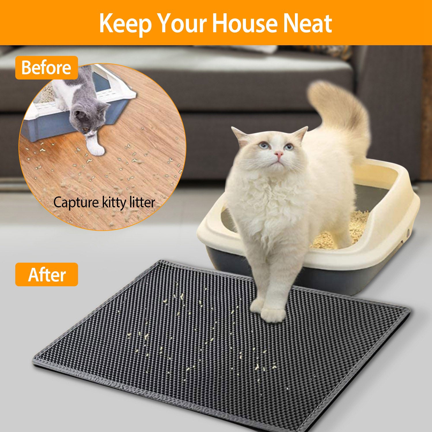 Cat Litter Mat EVA Honeycomb Double Layer Kitty Litter Trapping Carpet Urine-proof Scatter Rug Pad