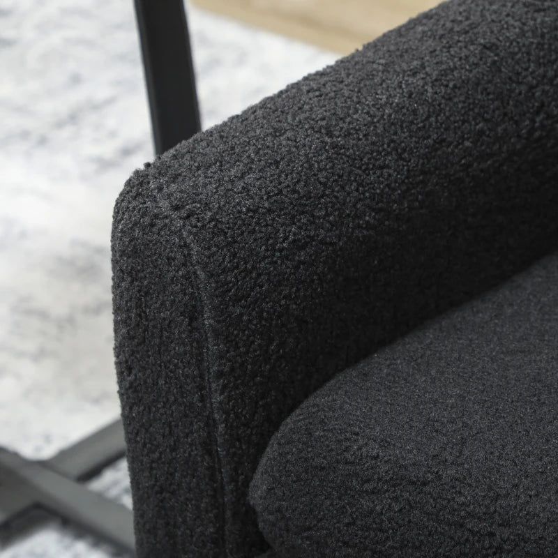 Fabric Accent Chair, Modern Upholstered Armchair with Wood Legs and Wide Padded Seat, Black