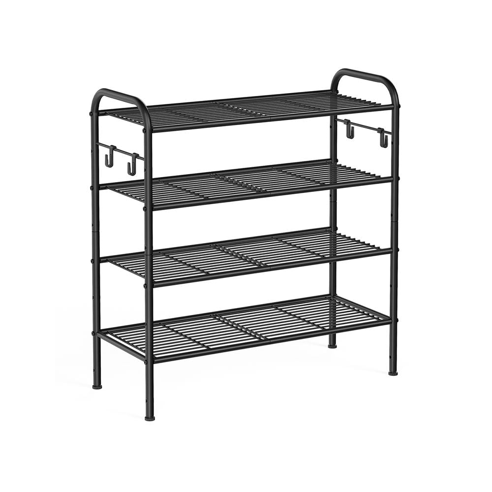 SONGMICS Shoe Rack with 4 Side Hooks, Holds 10 Pairs of Shoes