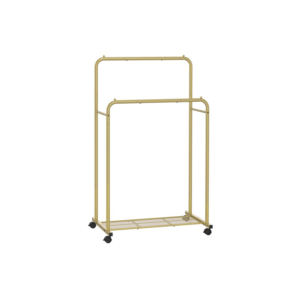 SONGMICS Clothes Rack with Wheels and Dense Mesh Storage Shelf