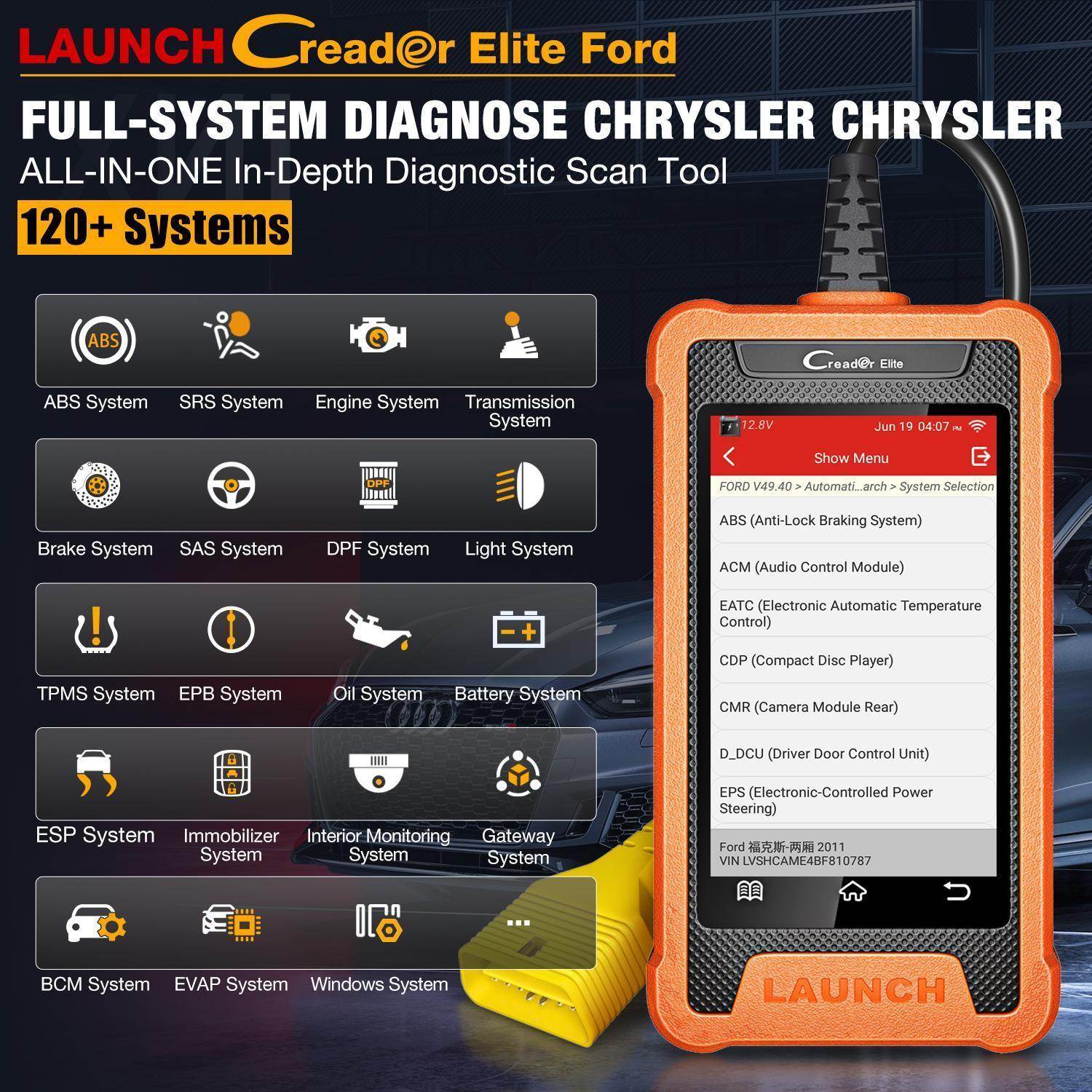 US EU Warehouse Launches CRE Full System Diagnostic Tool For Chrysler And OBD2 Code Reader Car Scanner For JEEP And DODGE