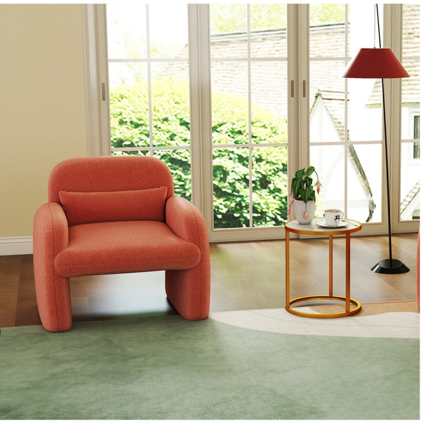 Set of 2 Modern Accent Chair and Marble Top Side Table Set