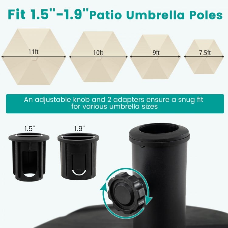211 LBS Fillable Patio Umbrella Base with Wheels and Telescopic Pull Rod
