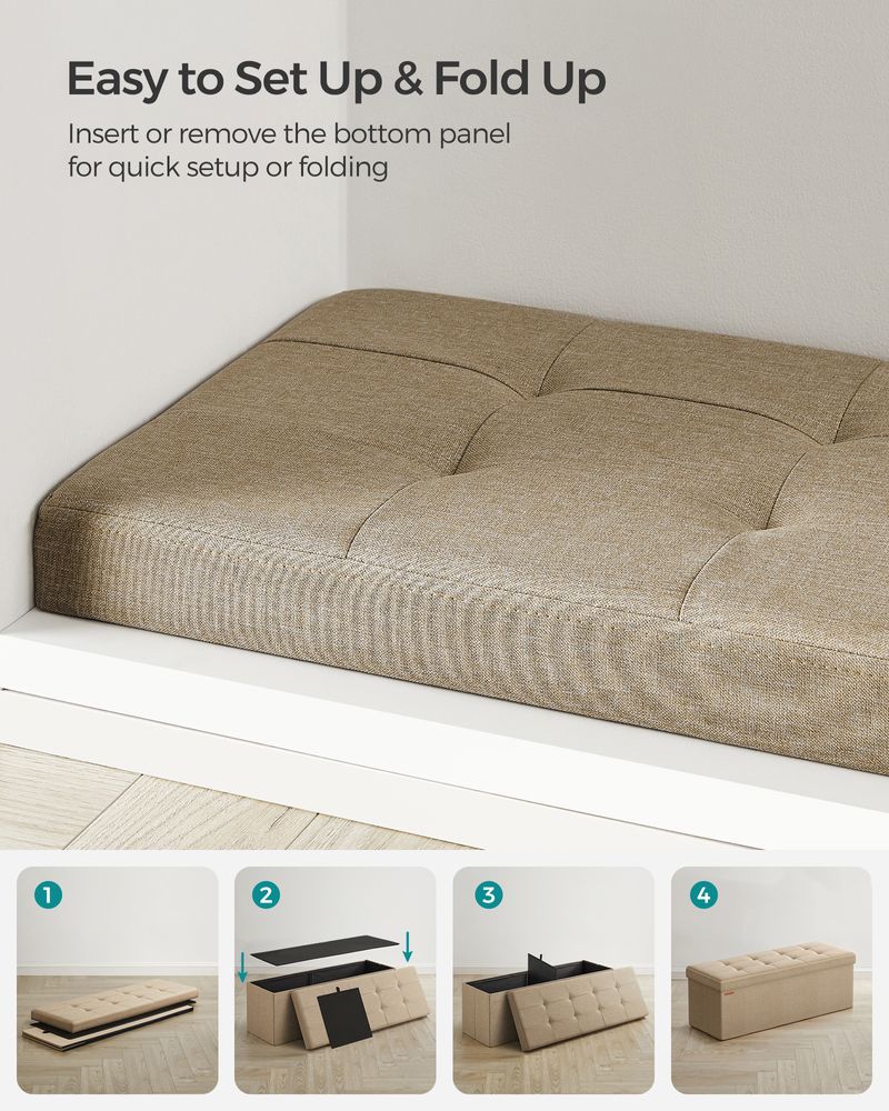 SONGMICS MAZIE Collection 43'' Folding Storage Ottoman Bench