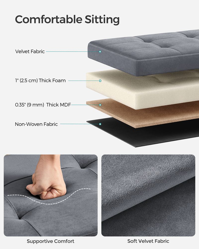 SONGMICS Storage Ottoman Bench with Storage Chest, Load up to 660 lb