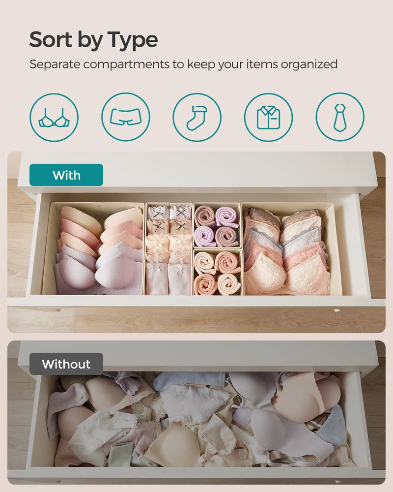 SONGMICS Dresser Drawer Organizers