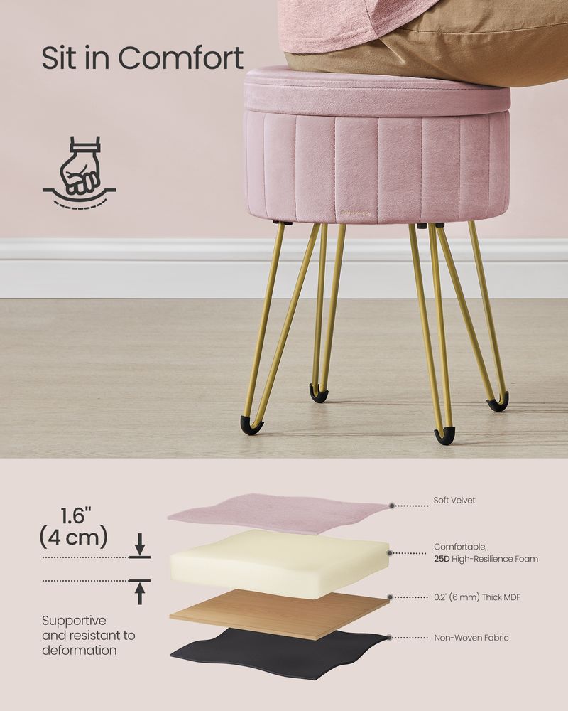 SONGMICS Small Vanity Stool Chair with Storage