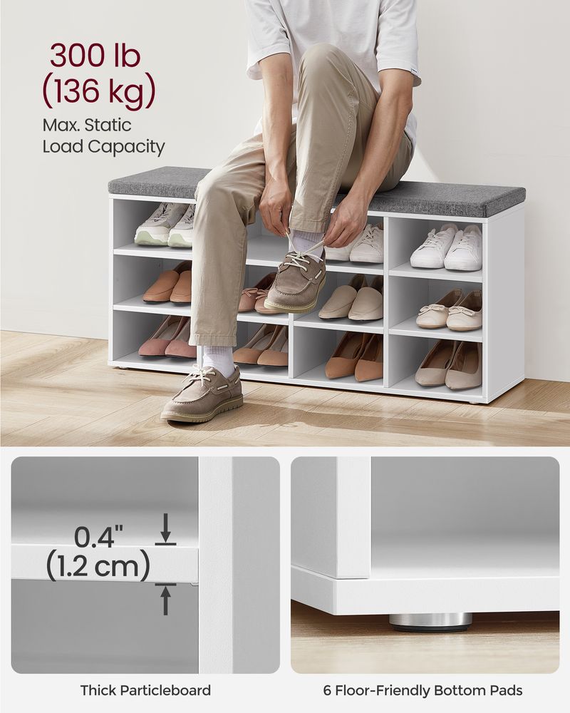 VASAGLE Shoe Bench with Cushion