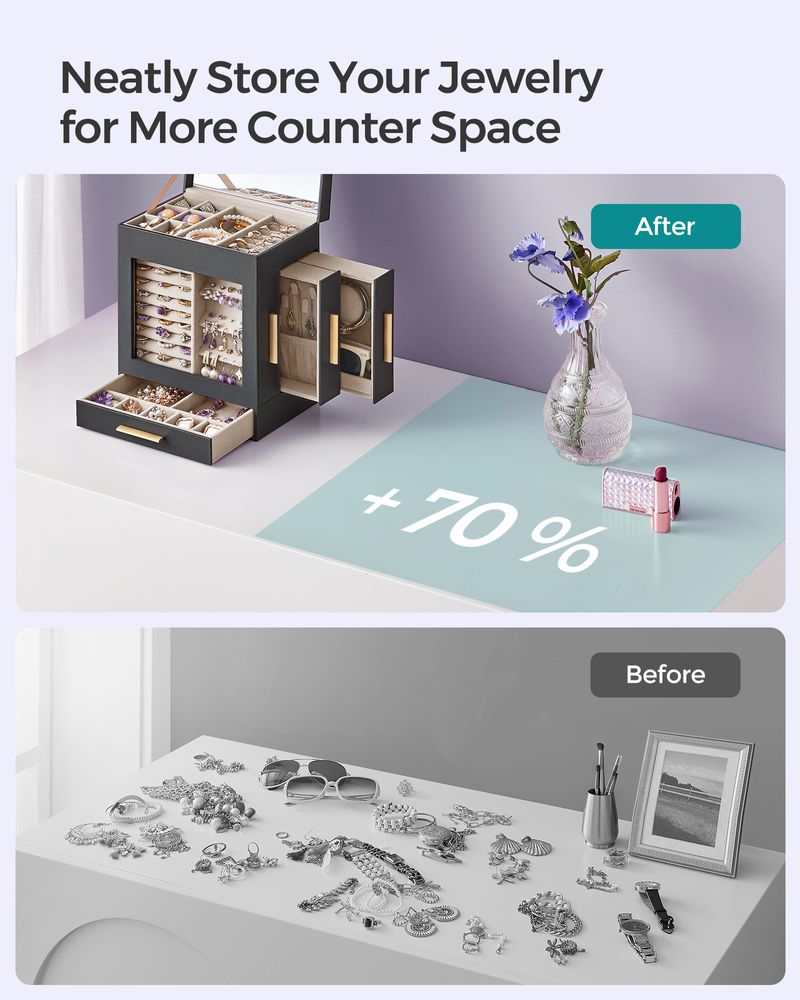 SONGMICS 5-Layer Jewelry Organizer with 3 Side Drawers