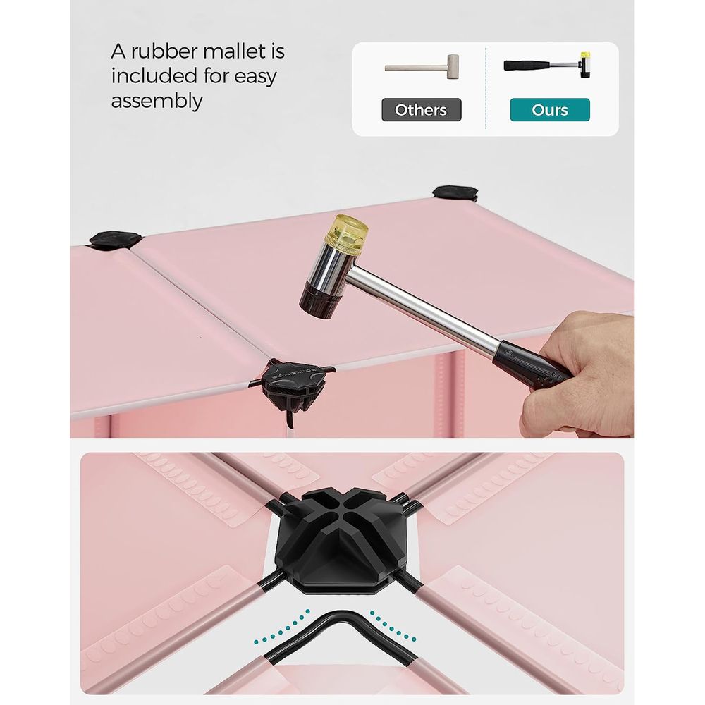 SONGMICS 6 Cube Storage Organizer with Feet and Rubber Mallet