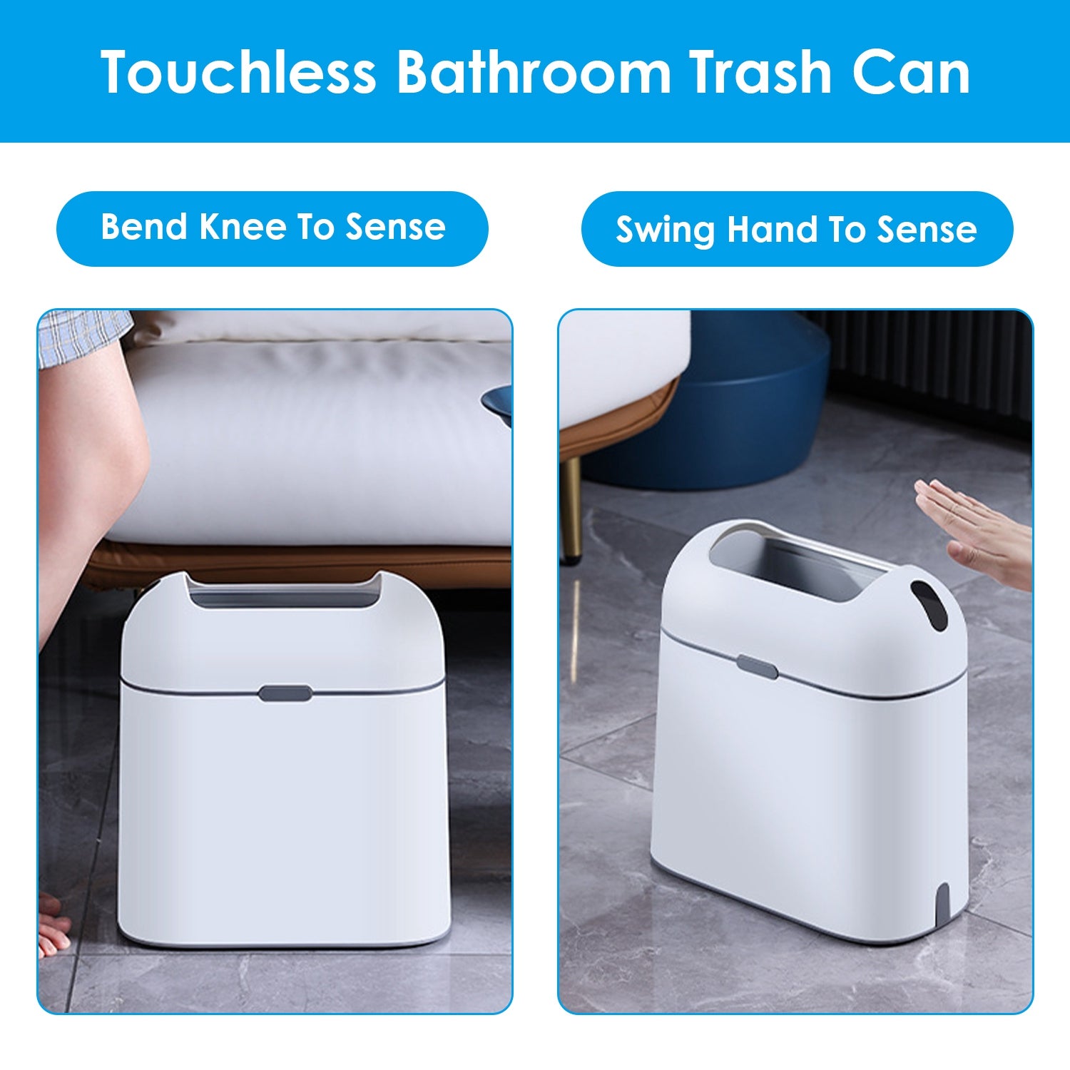 2.38Gal/9L Automatic Trash Can Touchless Garbage Can Motion Sensor Narrow Wastebasket with Lid for Kitchen Bathroom Bedroom Office
