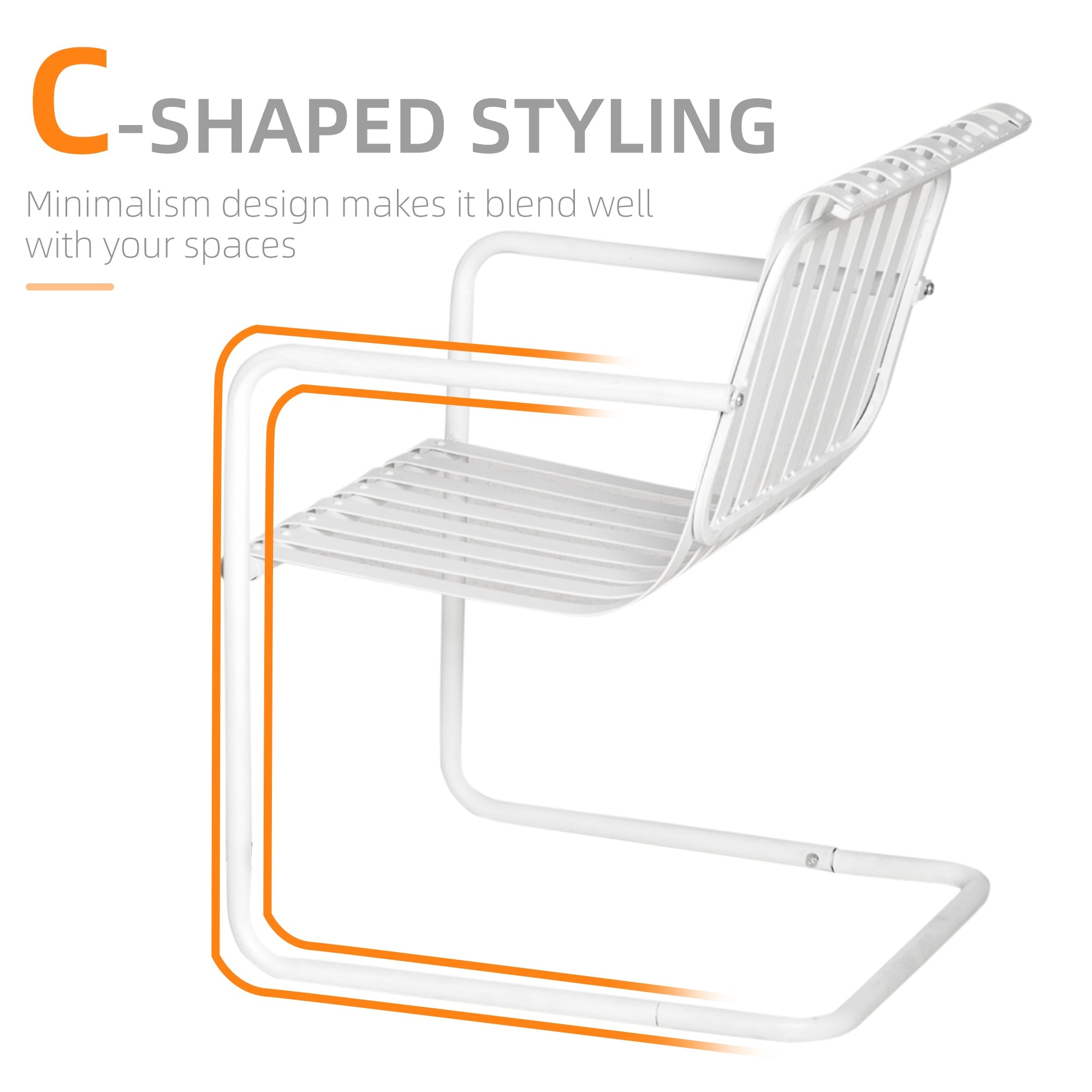 Outsunny 3pc Patio Bistro Set Outdoor Furniture with Chairs Round Table for Yard Porch Poolside Balcony White