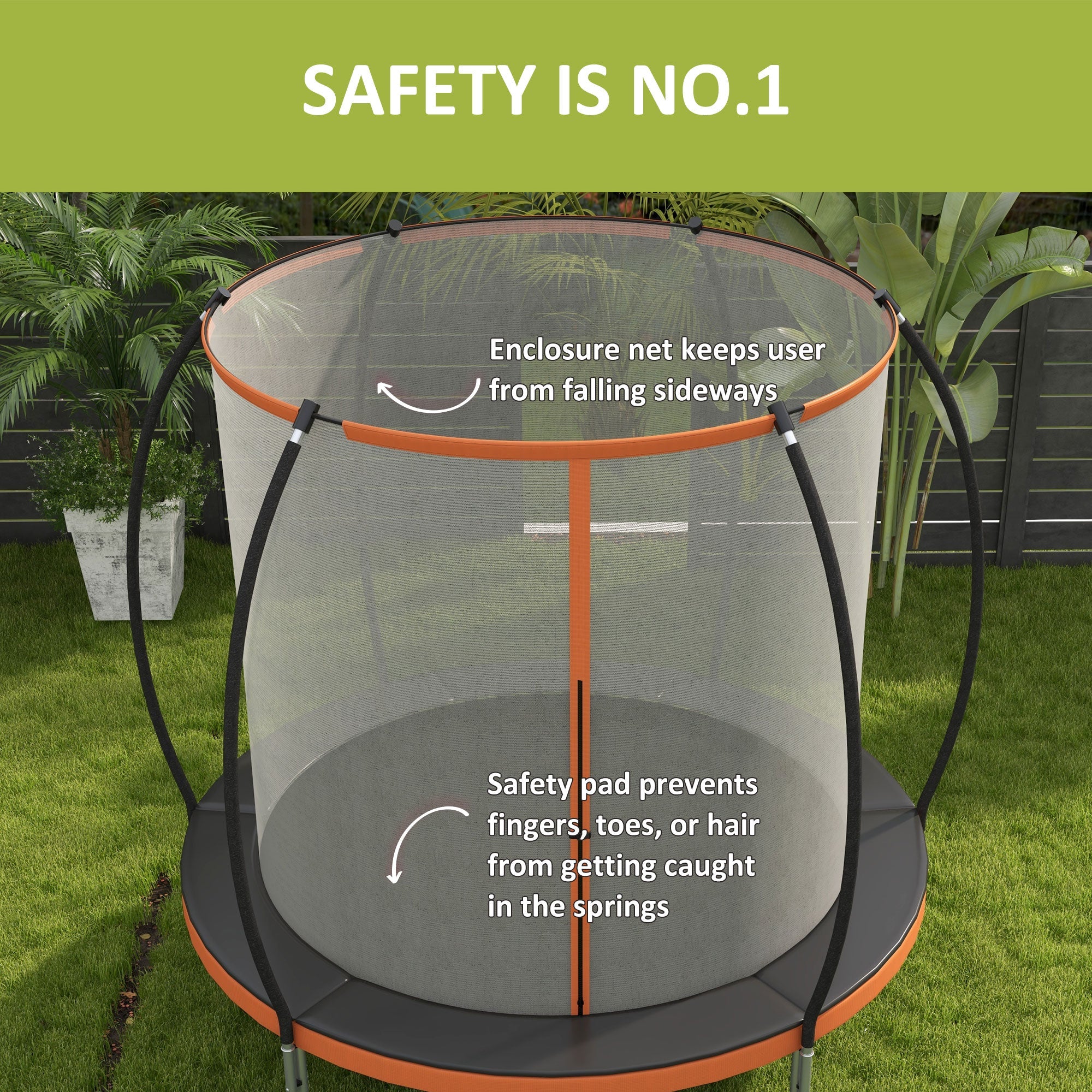 Soozier 10ft Outdoor Trampoline with Enclosure Net, Ladder - Fitness Trampoline for Teens, Adults