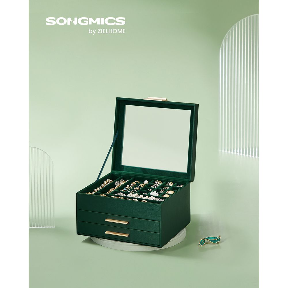 SONGMICS Jewelry Box with Glass Lid