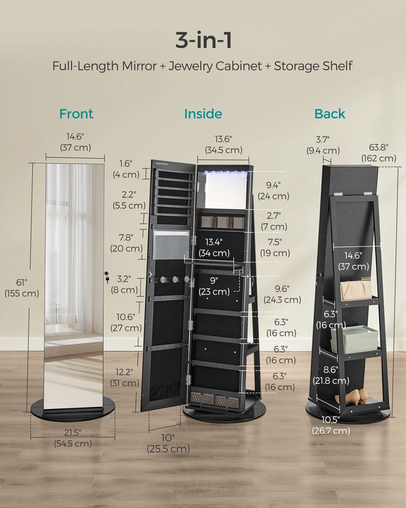 SONGMICS Jewelry Organizers Cabinet with Mirror